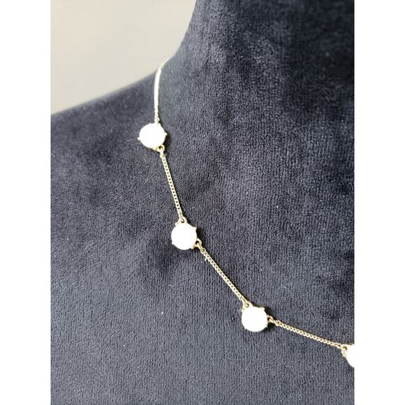 Women's Gold Necklace with White Round Stone Beads and Lobster Clasp Lock - Picture 5 of 6